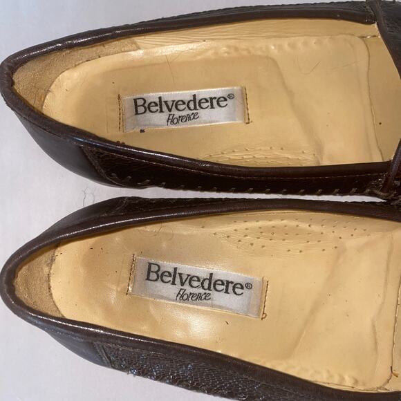 Belvedere Florence Genuine Ostrich Tassel Loafers Brown Leather 10.5M Italy